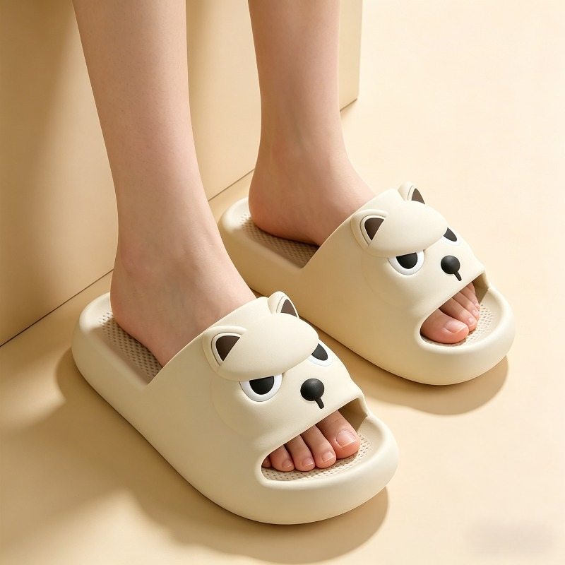 Home Outdoor Bathroom - Couple Cute Dog Home Slippers Women