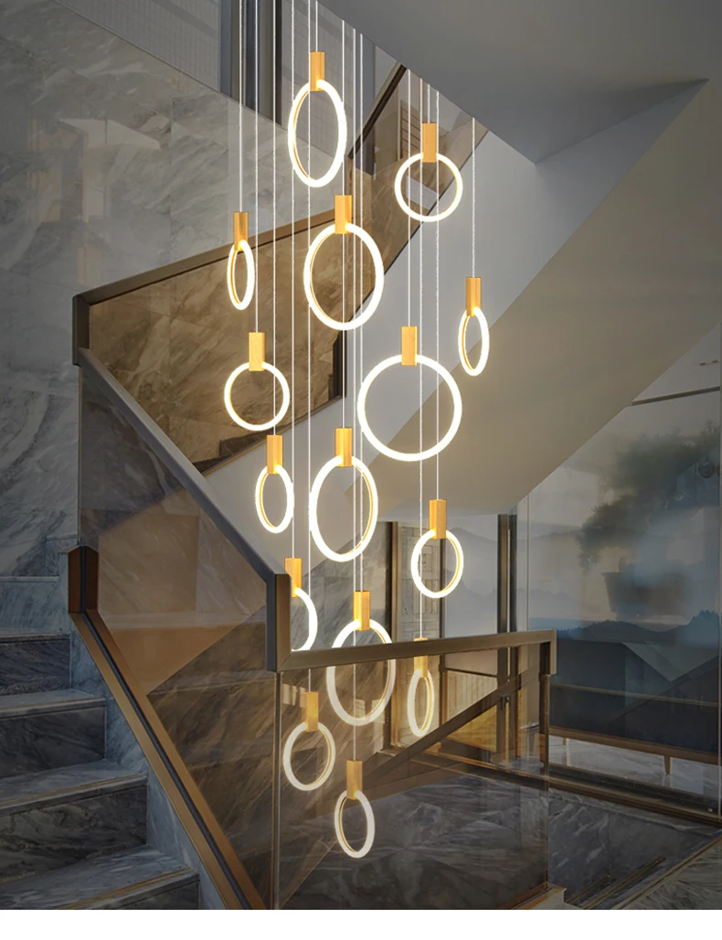 Home Of The Year Bathroom - Modern LED Stair Chandelier Home Lighting