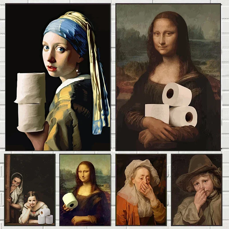 Home Bathroom Wear - Funny Mona Lisa Wearing Pearls Girl
