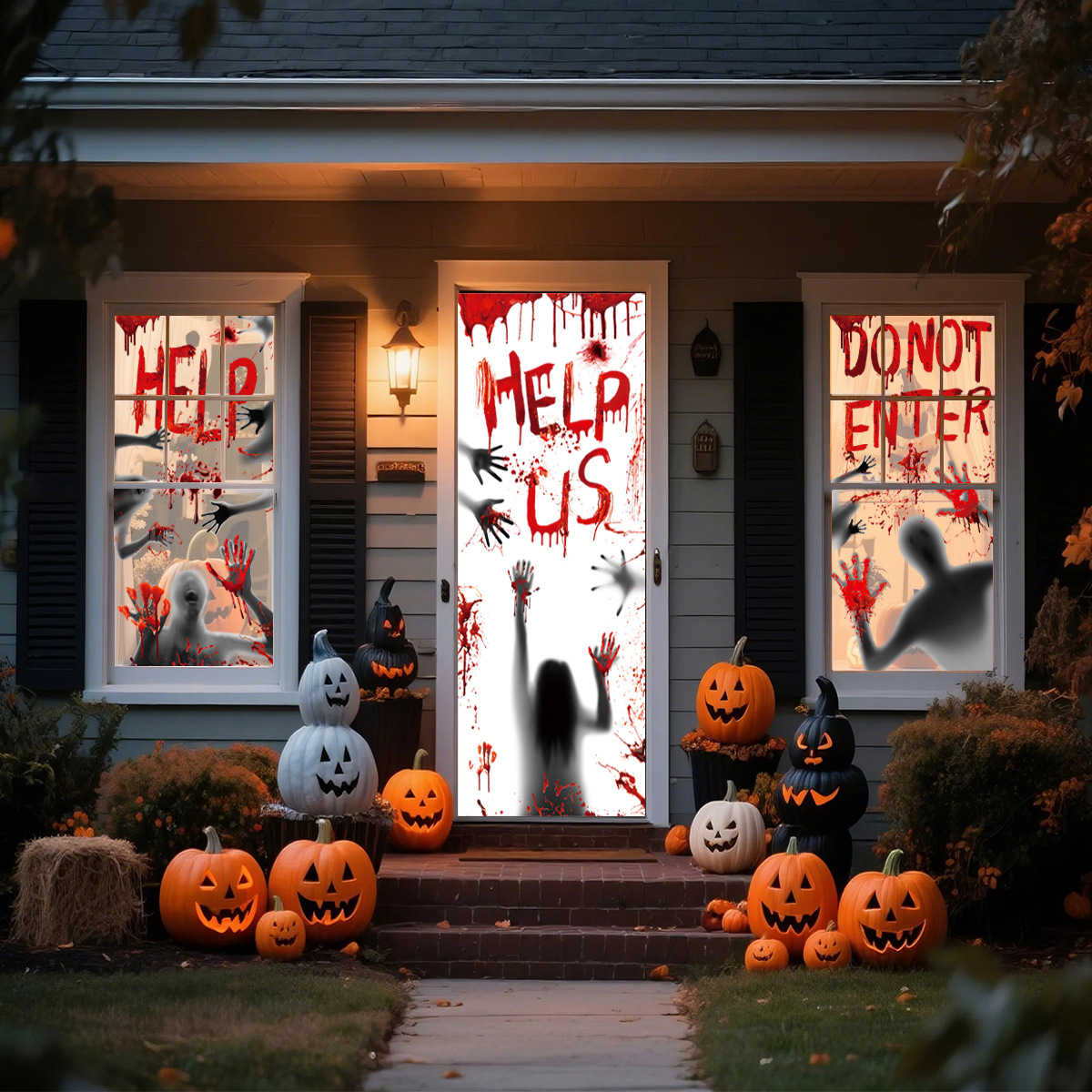 Home Bathroom Glass - Halloween Stickers Horror Blood Hand Print