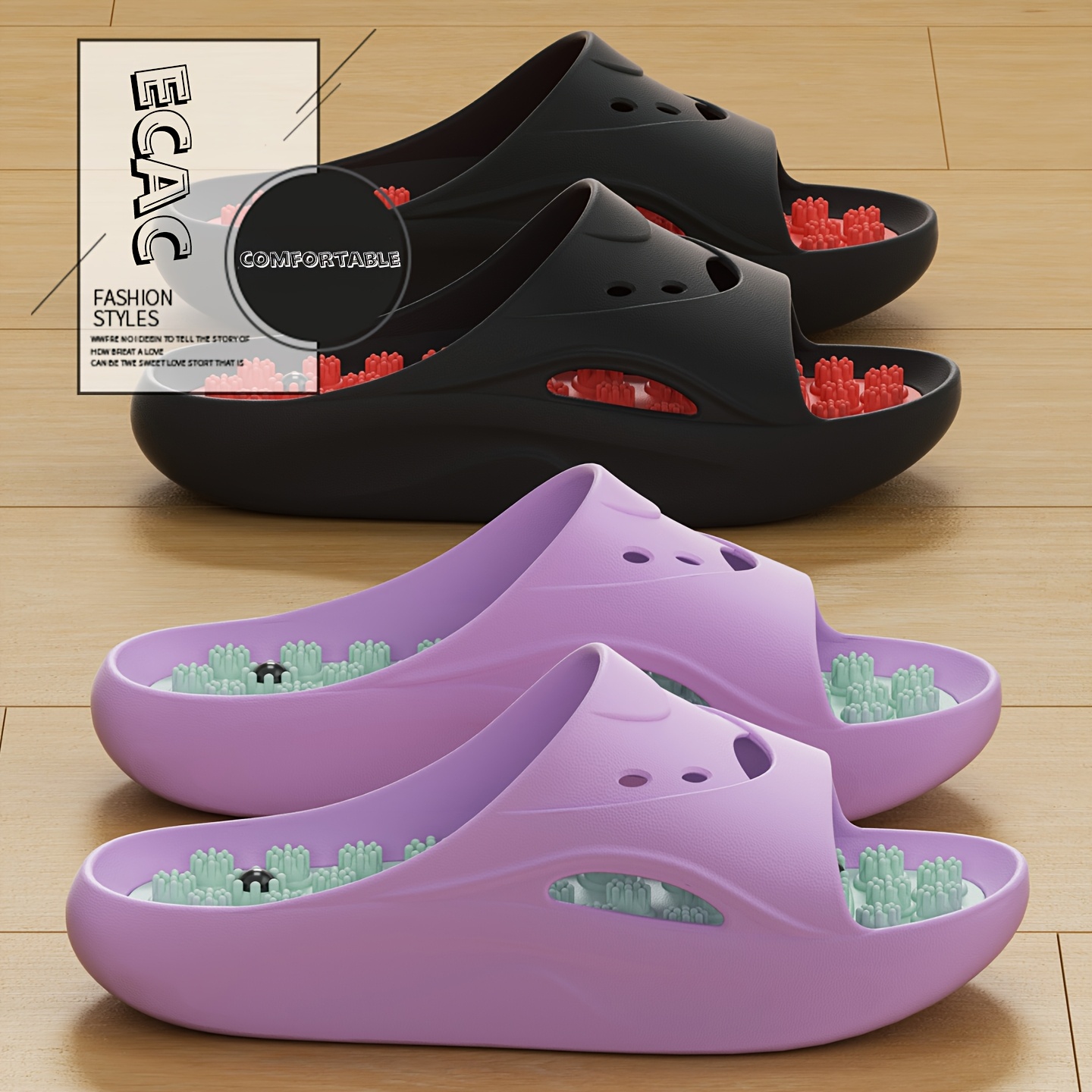 Women Men EVA Massage Slippers - огляд і ціна Home Outdoor Bathroom