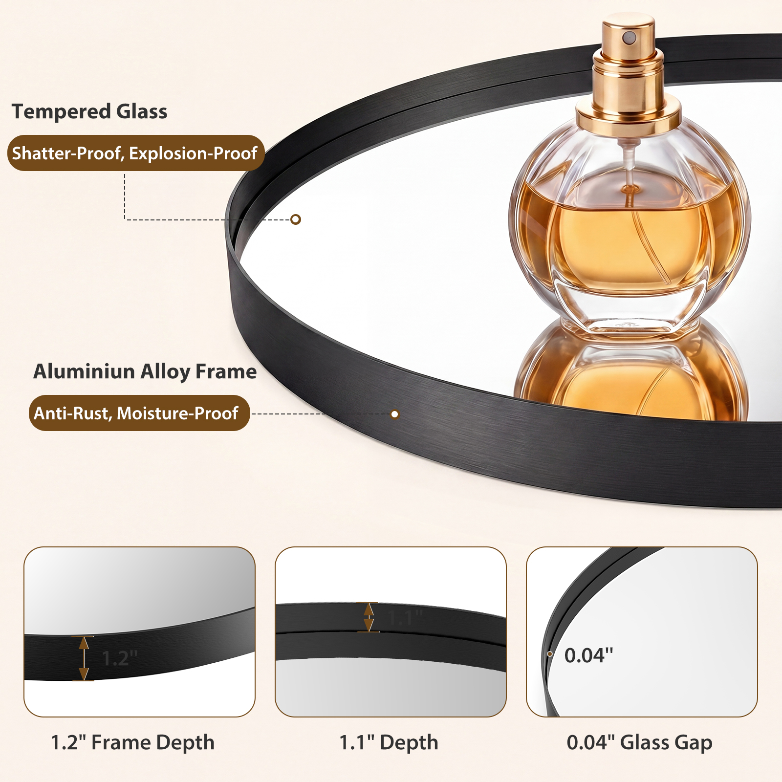 JHK Groove Gold Round Vanity F - огляд і ціна Home Bathroom Glass