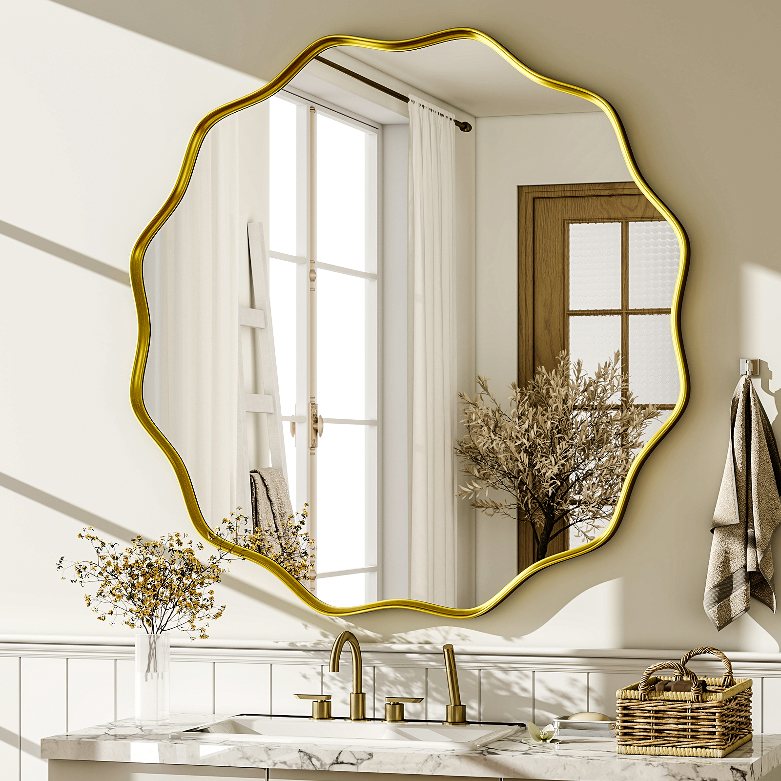 Wavy Round Bathroom Mirror Dec - огляд і ціна Home Bathroom Glass