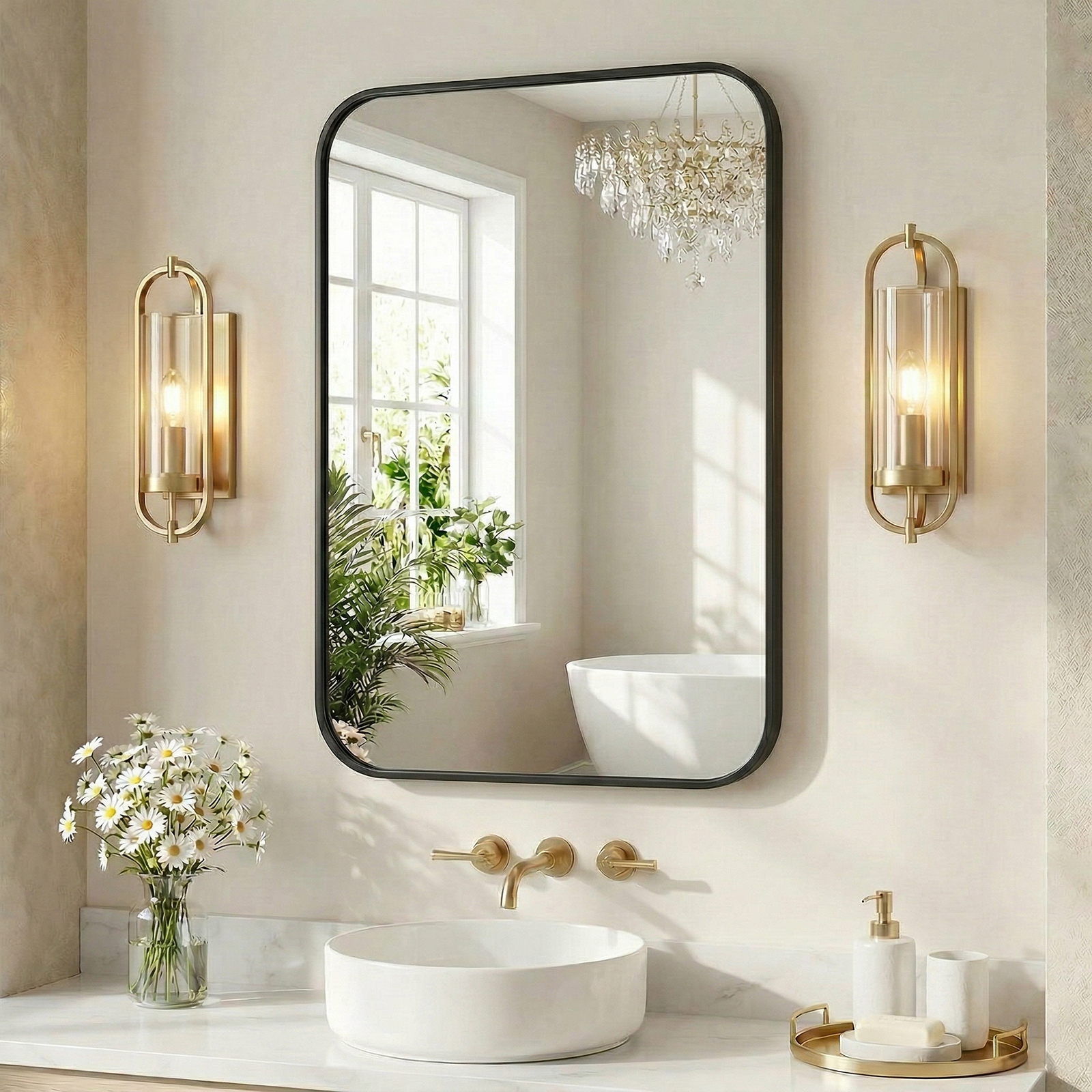 JHK Rounded Rectangle Wall Mir - огляд і ціна Home Bathroom Glass