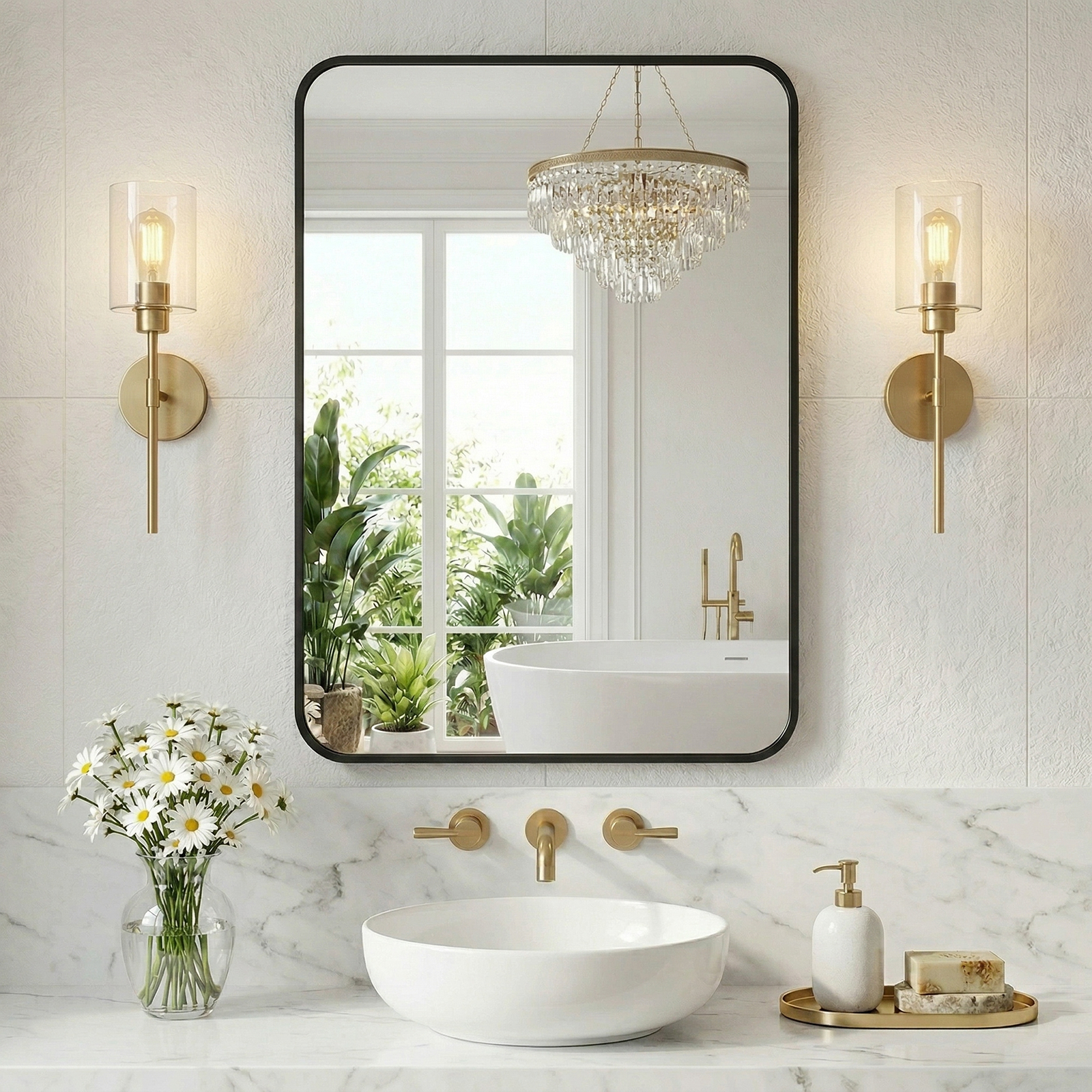 JHK Rounded Rectangle Wall Mir - огляд і ціна Home Bathroom Glass