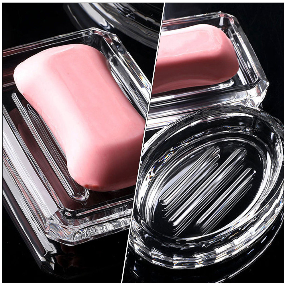 2Pcs Soap Box Transparent Glas - огляд і ціна Home Bathroom Glass