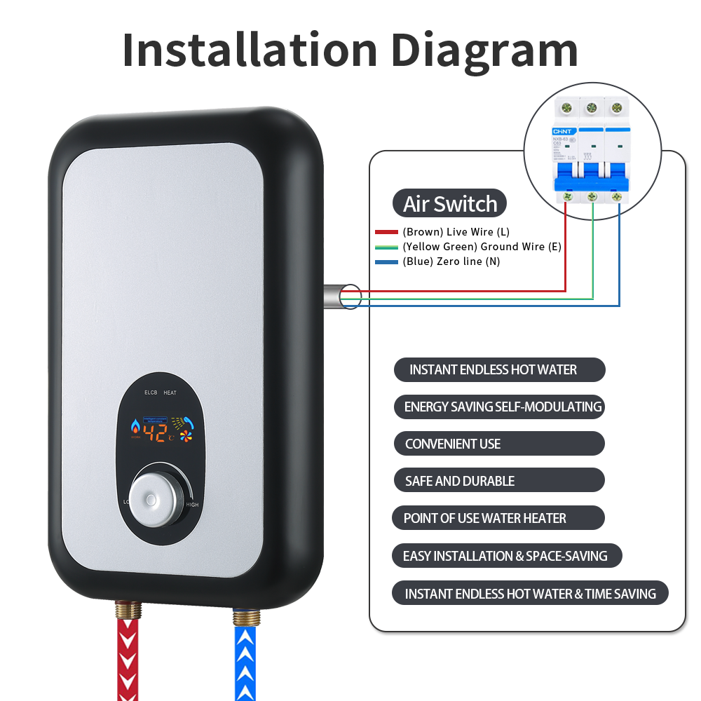 220V 5.5KW Smart Fast Heating  - огляд і ціна Home Bathroom Geyser