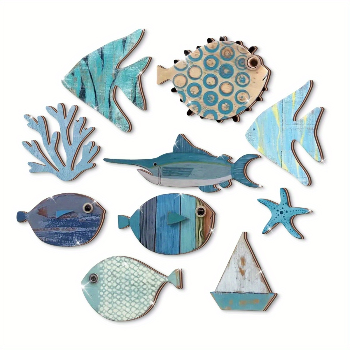 10pcs/set Sea Theme 2D Wooden  - огляд і ціна Home Of The Year Bathroom